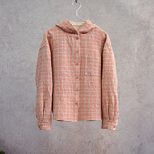 0801 云芝元 套头连帽女士开衫 衬衫 新冬款 进口橙色格子木棉帽衫