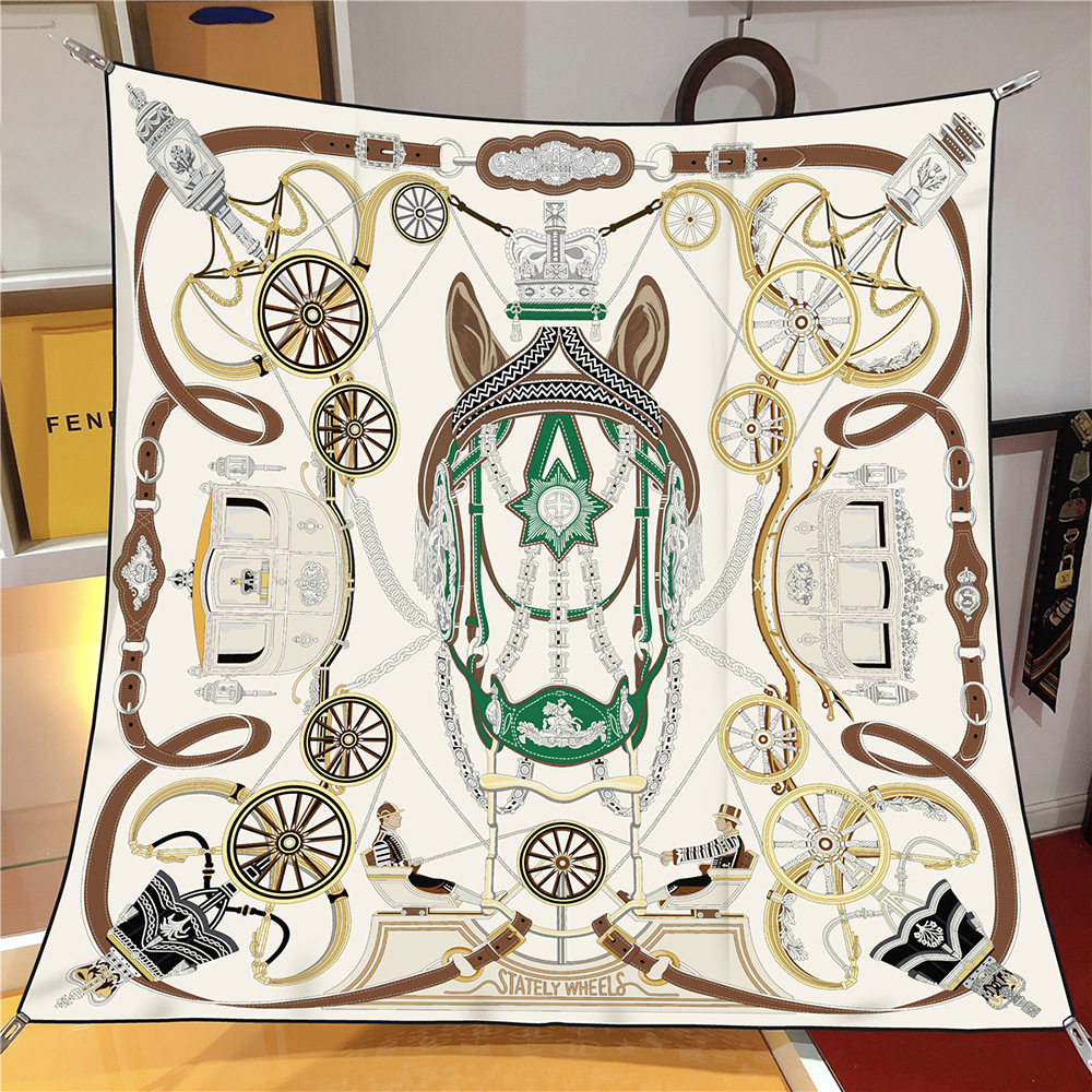 90cm大方巾马车丝巾头巾披肩礼物