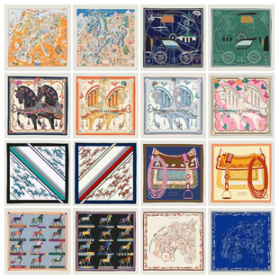 马年丝巾90cm甜蜜爱心战马百搭装饰卷边双面异色大方巾裹胸围巾女