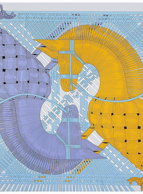 法式优雅130cm仿真丝大方巾简约艺术马印花对称图案丝巾大披肩女