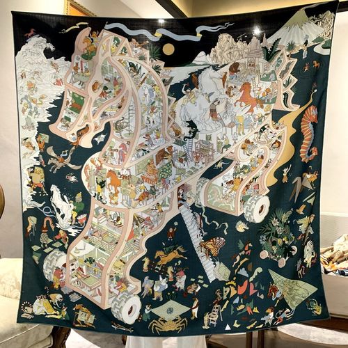 马术学院真丝羊毛秋冬保暖大方巾