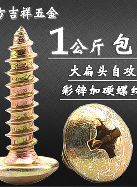 彩锌黄色金色加硬大扁头自攻螺丝大头自攻钉螺钉扁圆头木螺丝钉