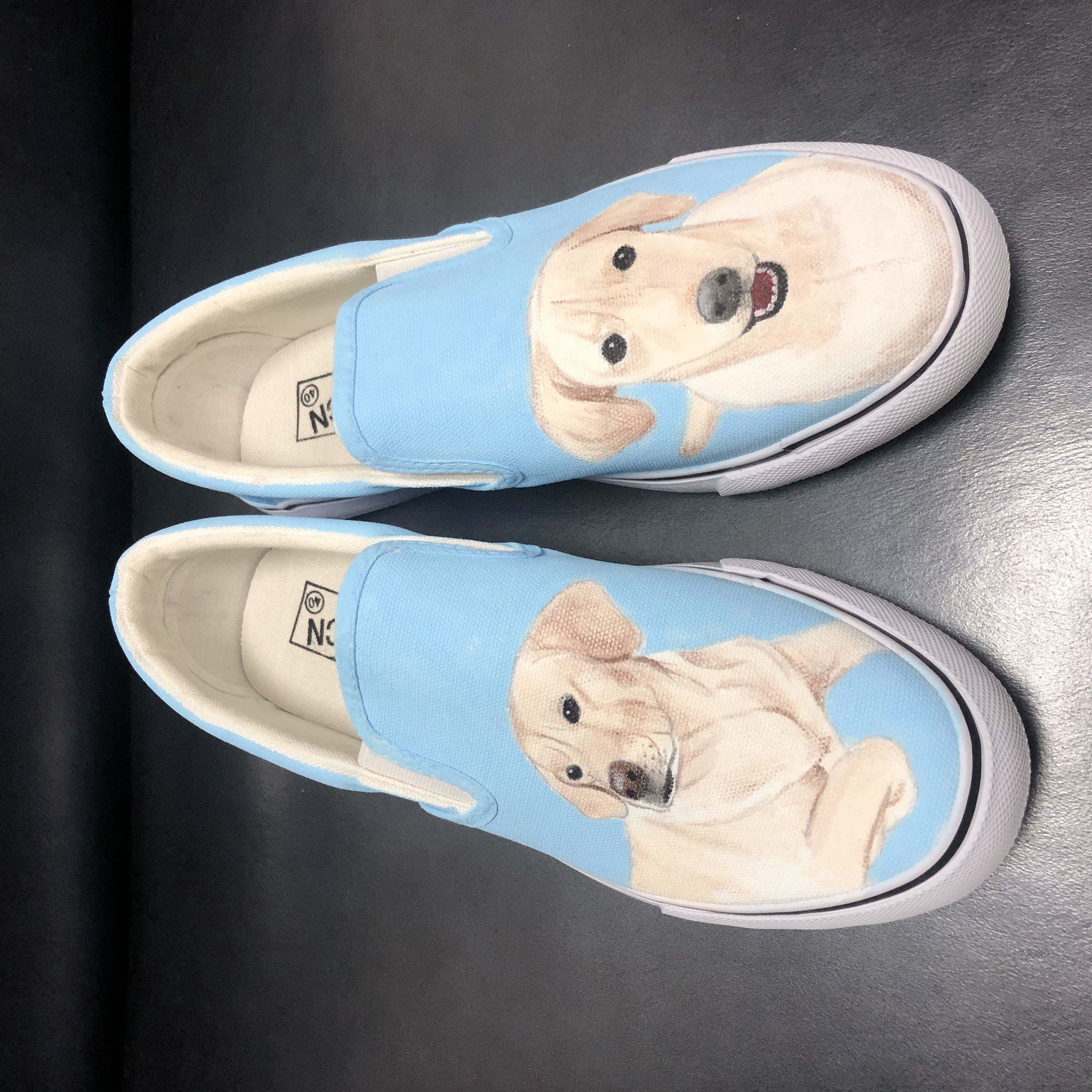 1129手绘宠物帆布鞋定制 狗狗 猫咪 手画照片订制情侣涂鸦鞋