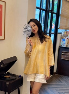 【100%桑蚕丝】新中式套头上衣 面料流光溢彩夏天不闷热