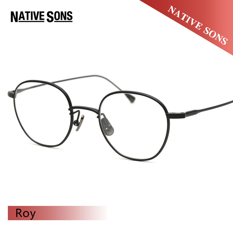 NATIVE SONS复古手造时尚钛圆框男女近视眼镜架Roy Seeger ASTON