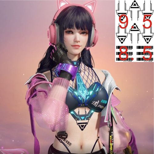 永劫无间沈妙千机喵cos纹身贴 二维码电路标志贴 玉玲珑墨行衣