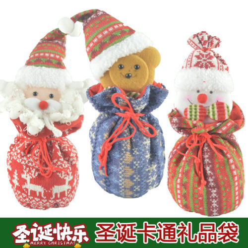 圣诞礼物袋糖果袋苹果袋挂件雪人老人麋鹿礼品袋圣诞节摆件装饰品
