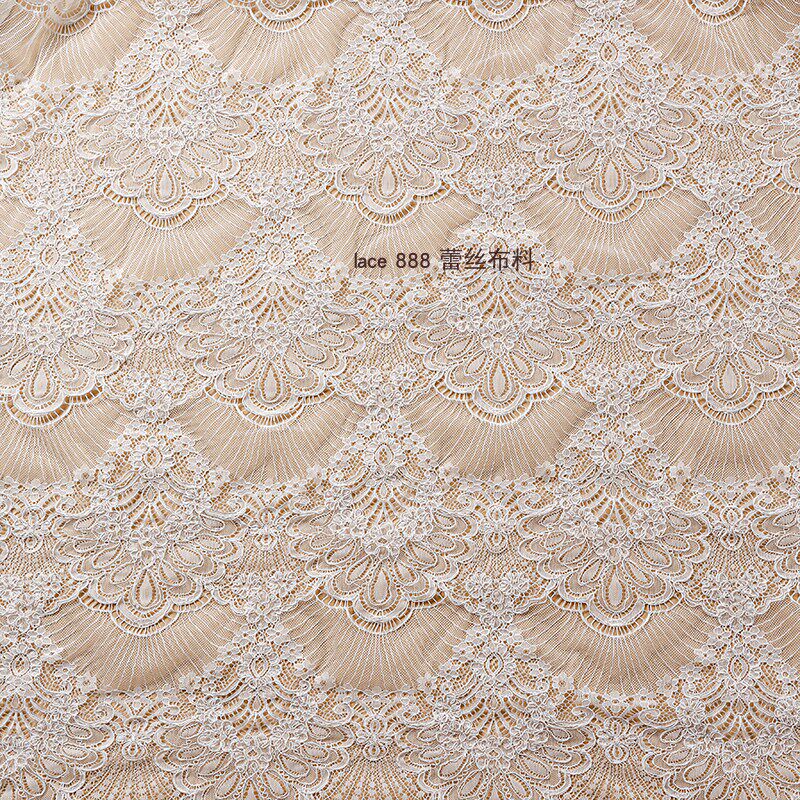 新品法式车股睫毛蕾丝面料婚纱头纱服装布料DIY装饰辅料硬挺白色