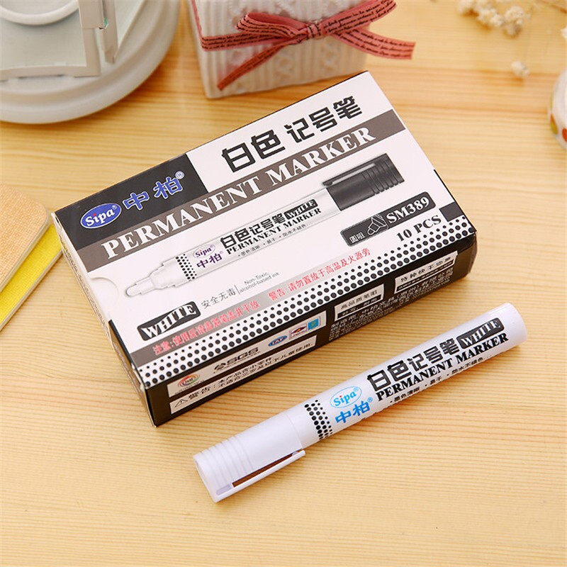 sipa中柏sm-389圆头单头油性记号笔 白色记号笔 酒精大头笔