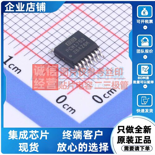 ADC/DAC芯片 PCM1753DBQR SSOP-16 TI/德州 电子元件配单原装正品