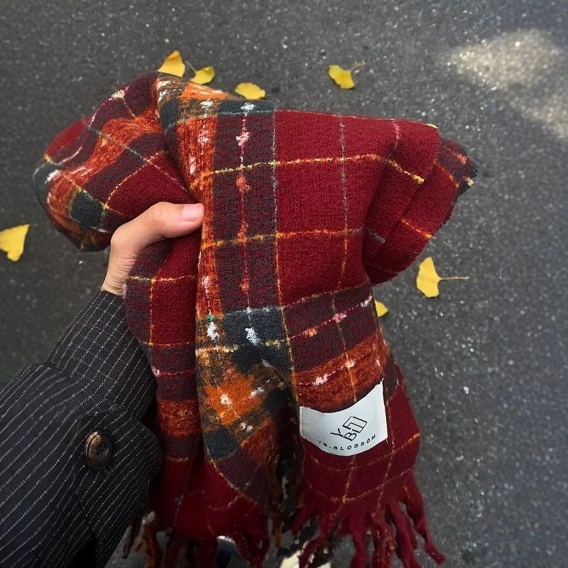 2025新款韩版满天星格纹围巾