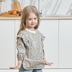 儿童防水罩衣新款 围兜儿童防脏围裙婴儿辅食柔软喂饭超软 宝宝长袖