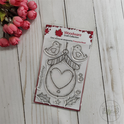 Woodware圣诞鸟屋进口透明印章