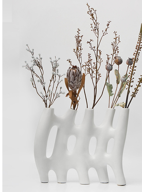 设计师款陶瓷抽象雕塑花瓶花器样板间售楼处接待玄关桌面花艺摆件