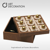 现代轻奢新中式 饰品摆件 棋盘造型皮质收纳盒茶几装