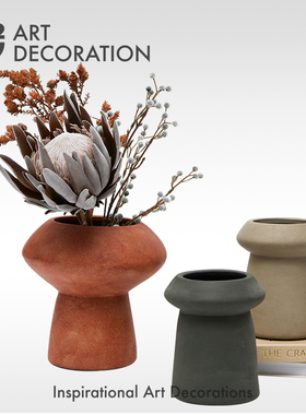 丹麦设计侘寂风花瓶摆件电视柜茶几餐边柜书架插花干花装饰品