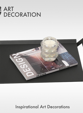 现代极简轻奢黑色哑光烤漆茶几酒柜托盘样板间售楼处软装饰品摆件