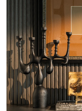 中古风复古树脂烛台样板间售楼处餐桌玄关壁炉装饰品摆件