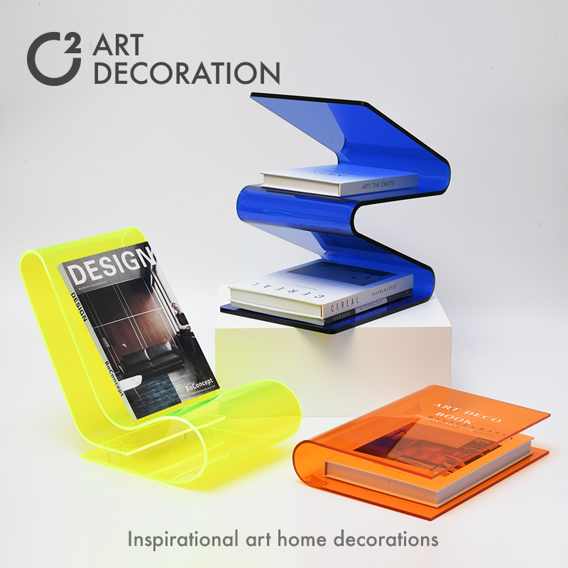 新品现代极简创意亚克力书刊杂志展示收纳架客厅沙发书柜装饰摆件