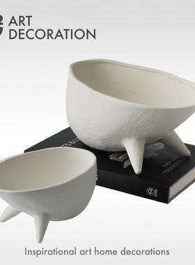 侘寂风果盘收纳罐白色陶瓷