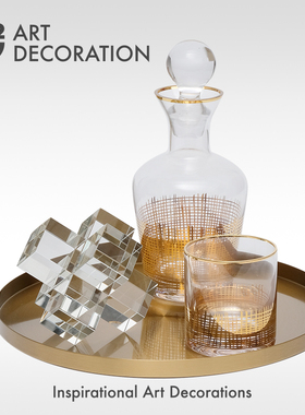 轻奢托盘酒具软装搭配套装家具样板房酒店酒柜厨房茶几饰品摆件