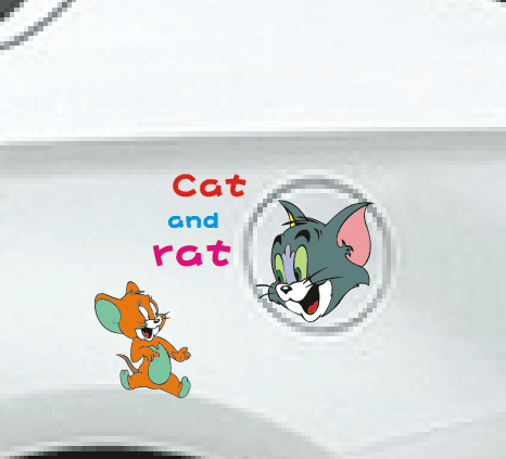 卡通可爱猫和老鼠贴纸防水油箱车贴搞笑个性汤姆猫加油贴纸订制