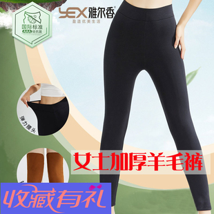 雅尔香8652光面8631高腰加绒加厚显瘦驼绒打底裤 女 羊毛保暖裤
