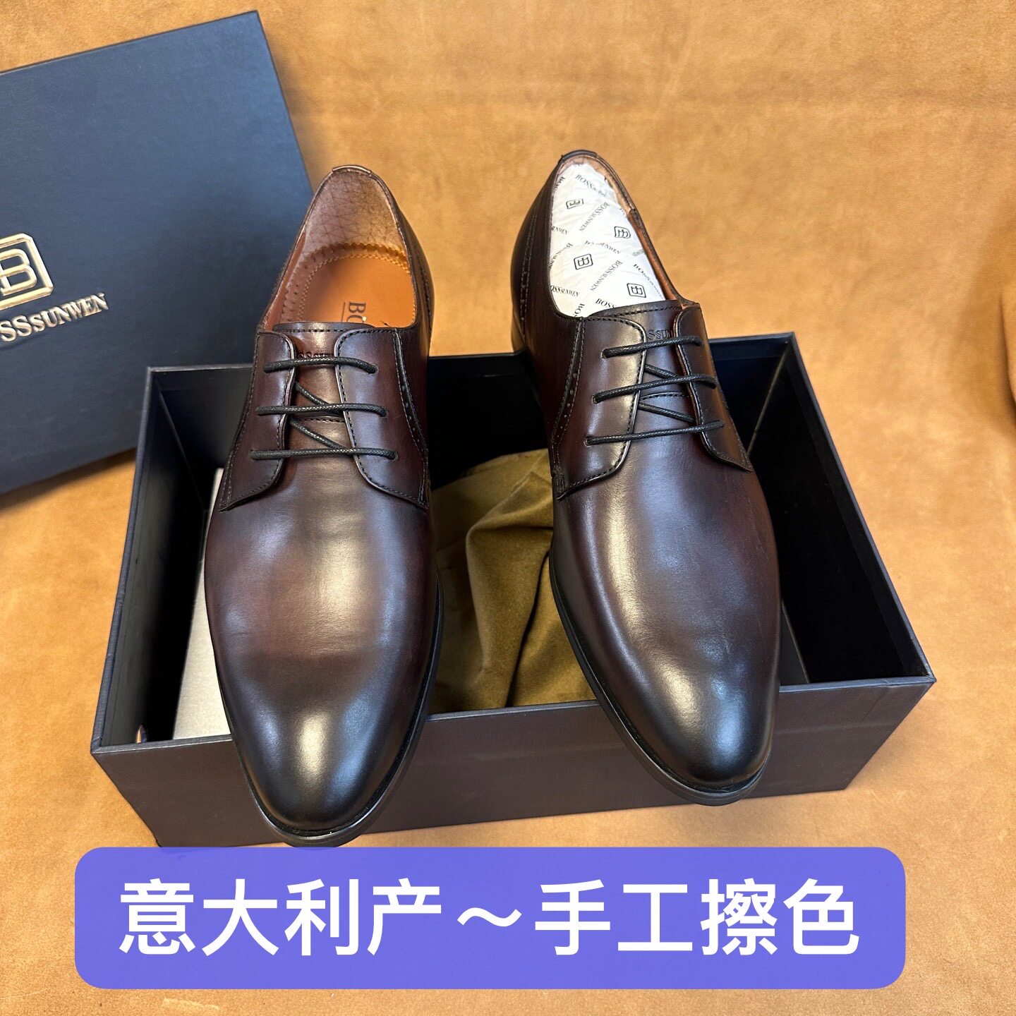 意大利产~撤柜3940男高端德比皮鞋进口头层牛皮实木跟牛皮底W452