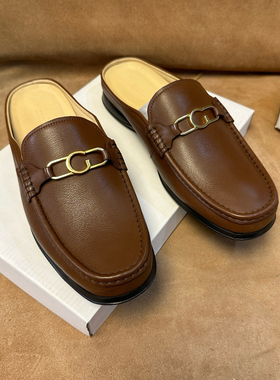 断码39撤柜高端品牌男士休闲半拖鞋皮鞋进口头层软牛皮轻软底CL8