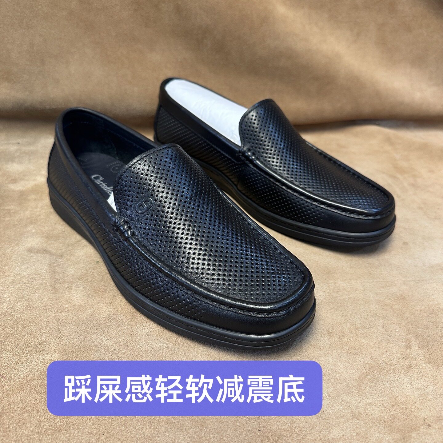 断码37 38 撤柜高端品牌男士夏季一脚蹬皮凉鞋进口头层牛皮E72