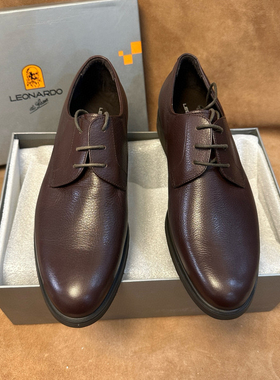 断码40 41 4243意大利品牌Leonardo男士棕色皮鞋进口头层牛皮AA37