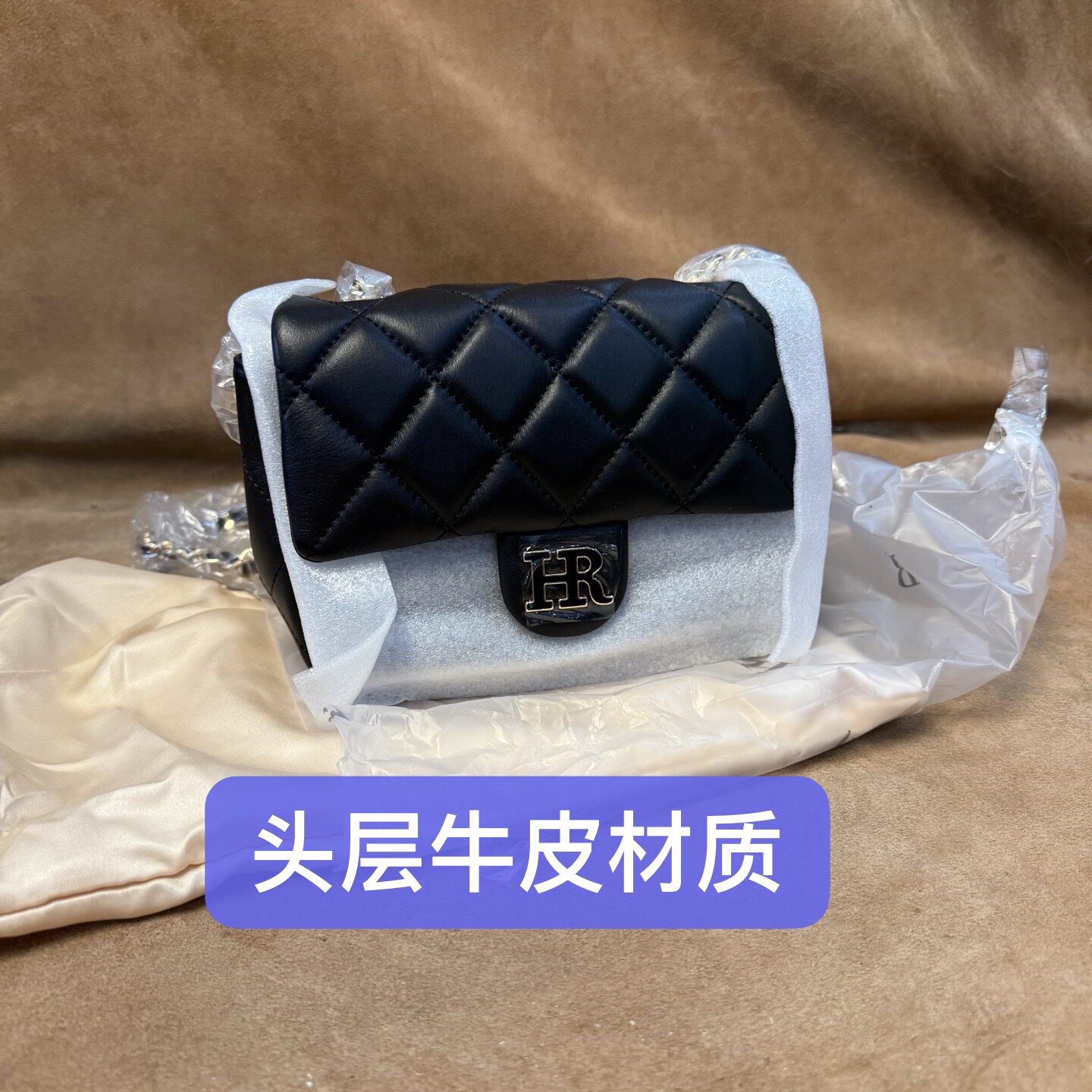 撤柜轻奢品牌高端新款女士单肩斜挎包优雅小香风手机包头层牛皮