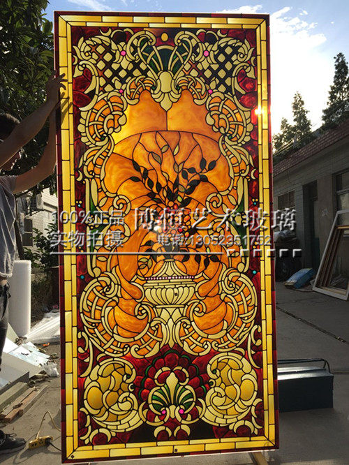 专业定制艺术玻璃玄关 隔断 屏风 背景墙 欧式教堂蒂凡尼彩色玻璃
