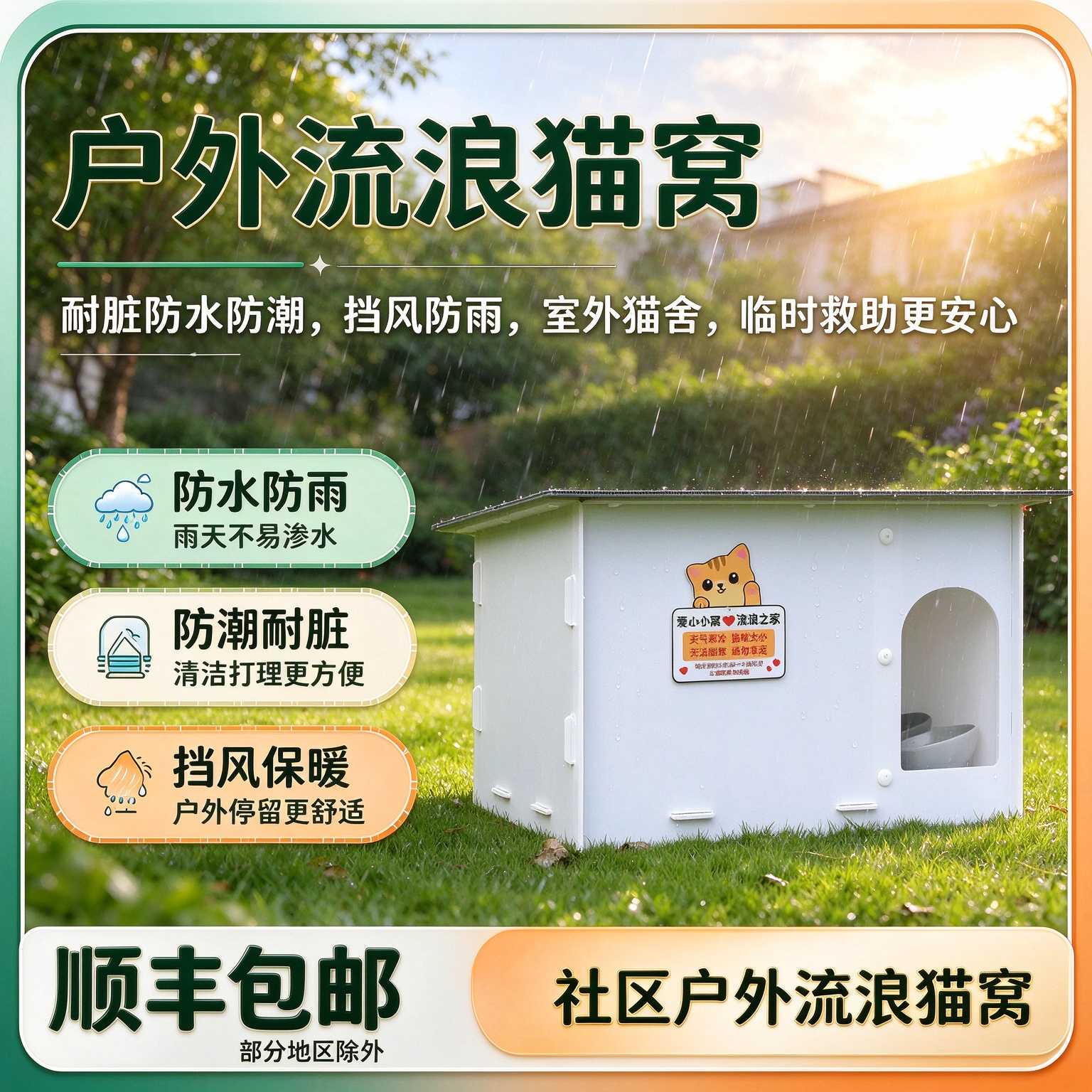流浪猫户外窝耐脏防水防潮挡风户外猫窝室外超大猫窝猫舍防雨