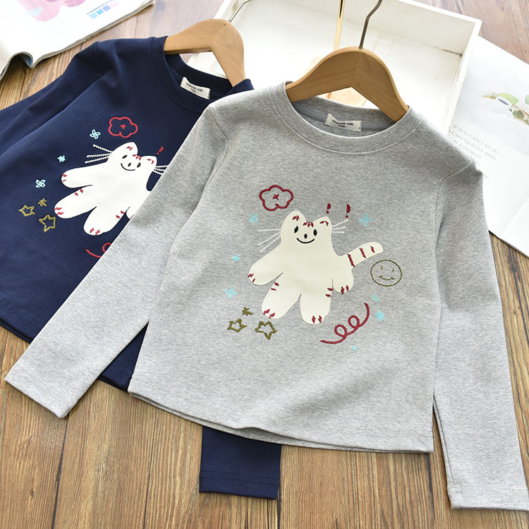 品质好厚实|女童洋气卡通刺绣长袖打底衫儿童百搭辣妹休闲T恤25秋