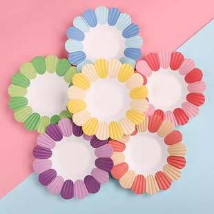 彩色纸盘花 幼儿园手工绘画创意纸盘花瓣环境创设装饰材料手工花