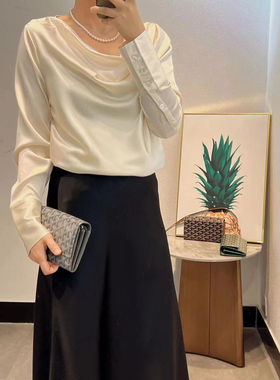 亏本清仓 法柜单！重磅琎口真丝！堆领长袖衬衫上衣女   231157