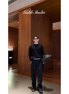 GAHKSTUDIO店主私服版型超正拉索设计感超显瘦的西裤 天丝羊毛