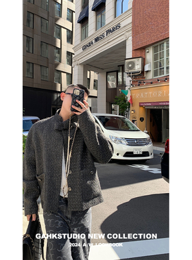 GAHKSTUDIO「店主私服」东京限定24秋冬粗花呢飘带设计感夹克
