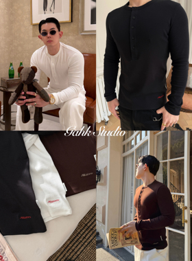 GAHKSTUDIO X MAGEDETH 早春新款刺绣修身舒适亨利领T 超级显身材