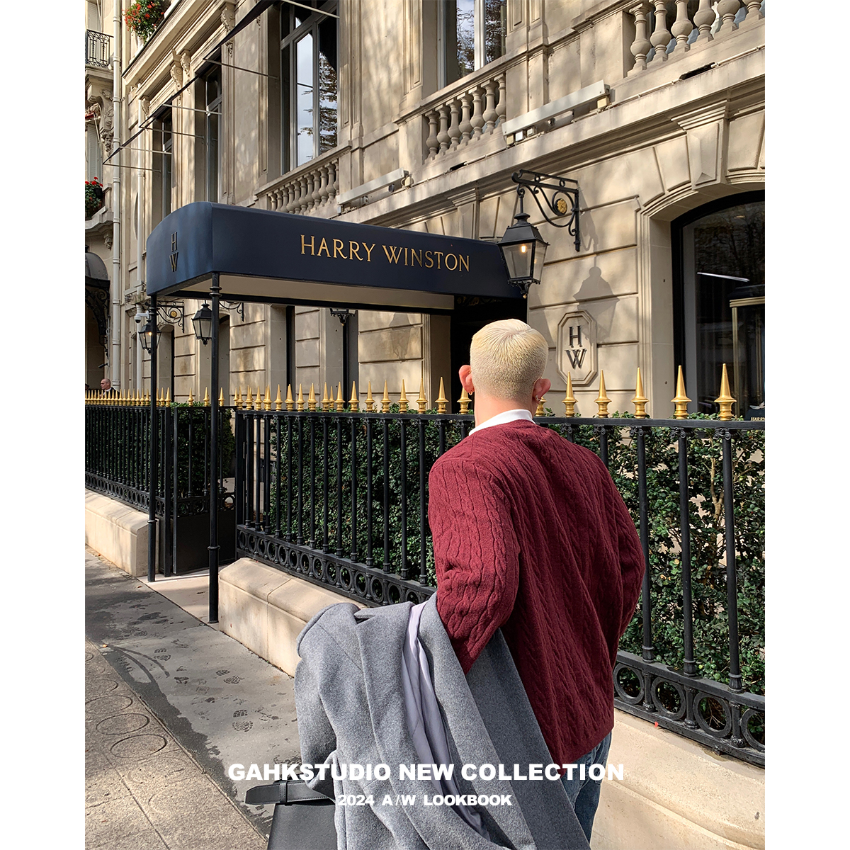 GAHKSTUDIO巴黎老钱安可拉红开衫