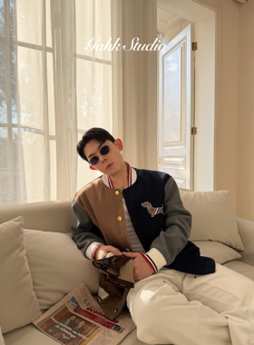 GAHKSTUDIO 经济上行时期的贵公子拼色 羊毛 小狗夹克