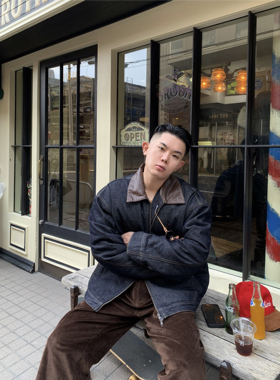 GAHKSTUDIO秋冬新款AC*E今年大热古撞色翻领水洗原牛外套夹棉保暖