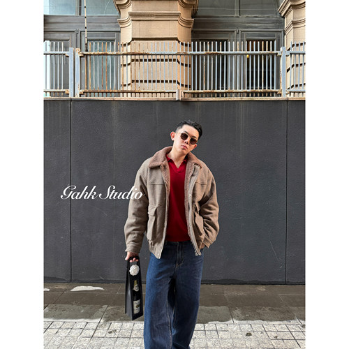 GAHKSTUDIO 25秋冬 英伦风高级感万年款千年格毛呢保暖棉衣性价比