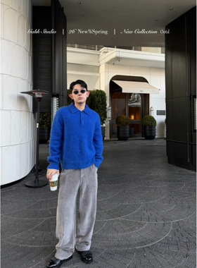 GAHKSTUDIO 26新款 定染色 贵气灰灯芯绒垂感西裤 早春中等厚度