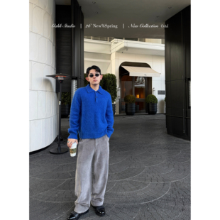 GAHKSTUDIO 26新款 定染色 贵气灰灯芯绒垂感西裤 早春中等厚度