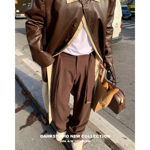 GAHKSTUDIO「午后杜乐丽」设计师款绑带优雅高级感宽松显腿长西裤