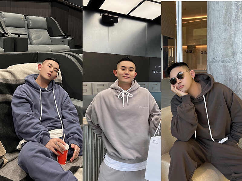 抓绒美式奢潮卫衣套装连帽