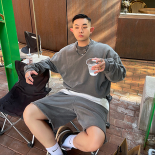 「现货售完不补」独家定制欧美高街卡戴珊kanye同款 水洗做旧卫衣