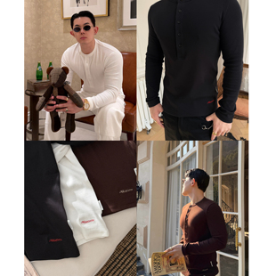 Magadeth 早春新款刺绣修身舒适亨利领T 超级显身材